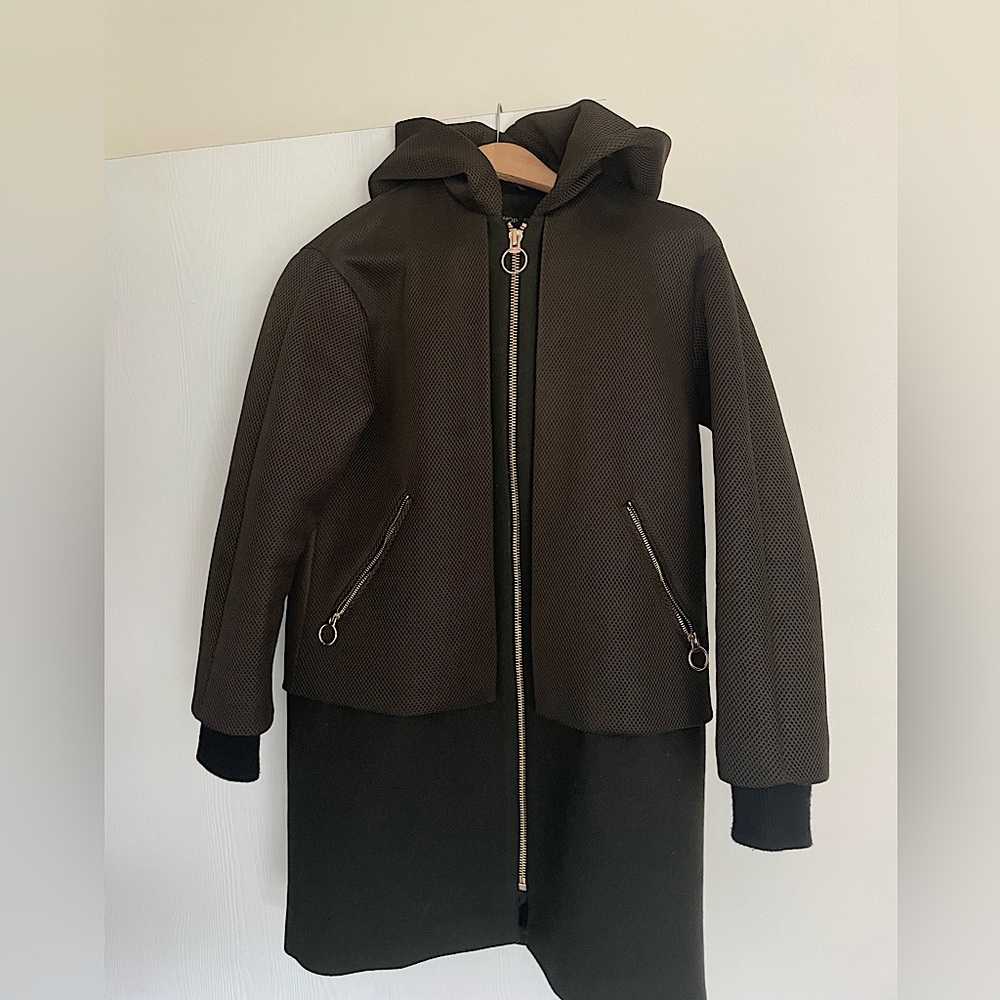 Topshop winter and fall wool coat, dark green, size 4